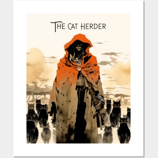 Cat Herder: The Cat Herder on a Dark Background Posters and Art